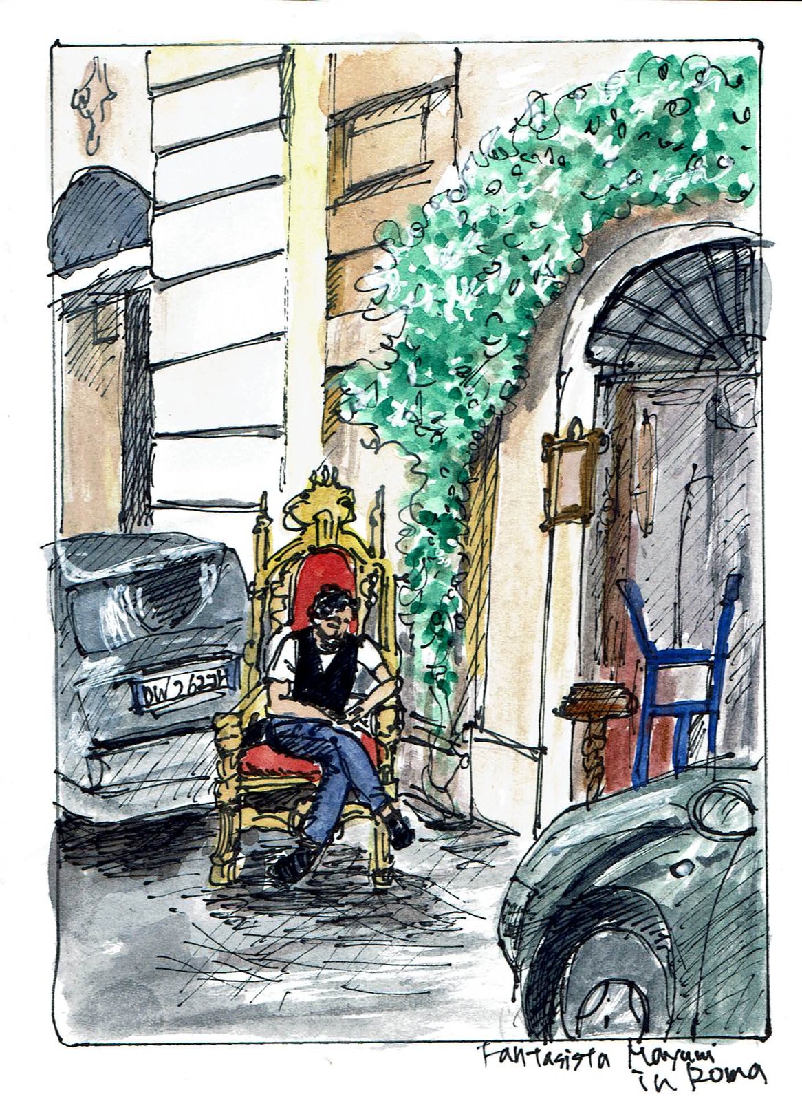 ローマの路上の椅子