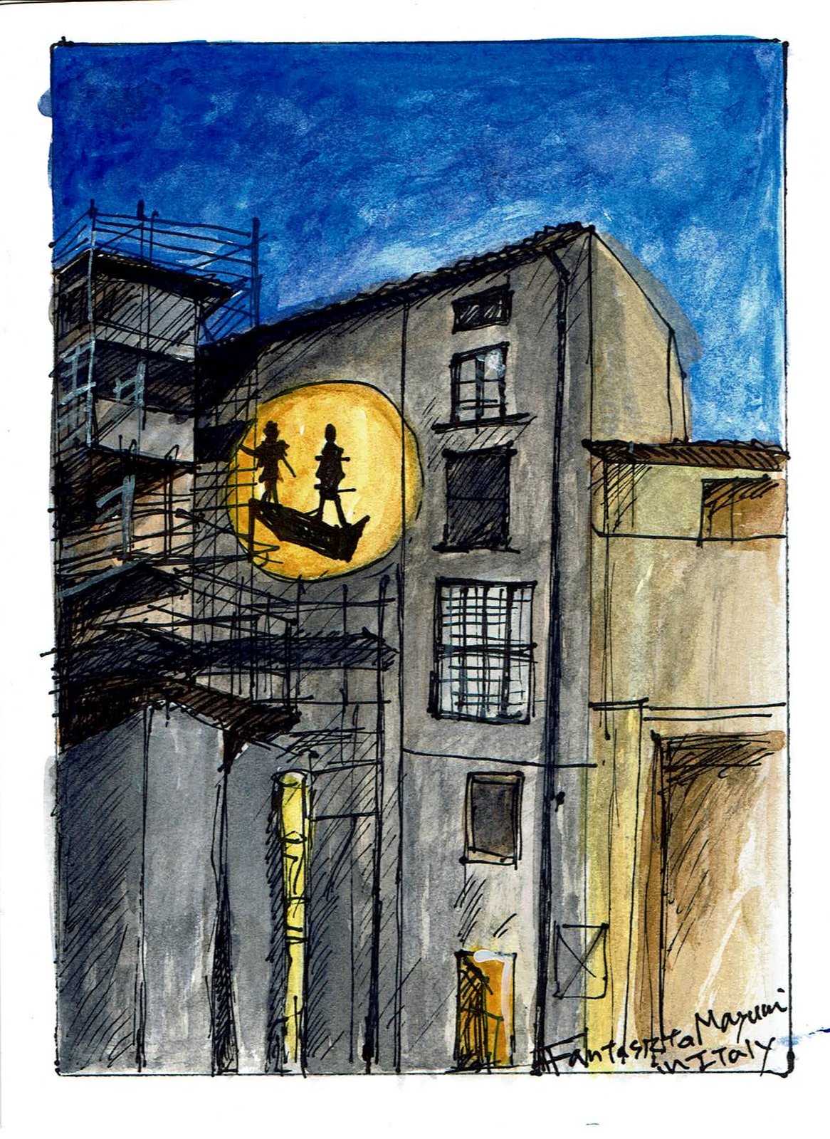 イタリアの夜の月