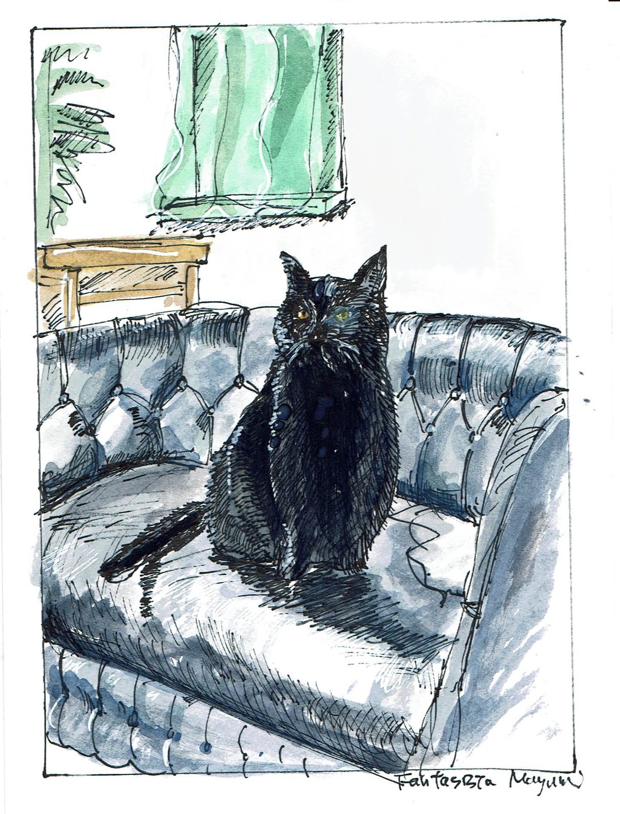 ソファの黒猫